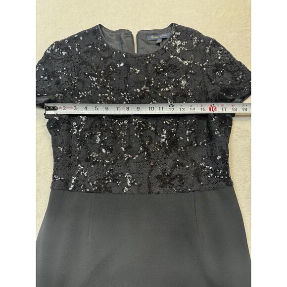 Brooks Brothers Sequin Bodice Sheath Dress Black Classic Cocktail SZ 12 - Picture 8 of 11
